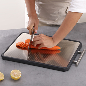 Planche à découper 100% titane pur, pour légumes et viande, double face, en acier inoxydable 304, planche à découper en titane pour la cuisine - Product Image 3