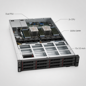 เซิร์ฟเวอร์แบบติดตั้งบนแร็ค HR650X 2U 2x Silver 4210R 20 คอร์ 32GB 480GB SSD 4TB 750W ระดับองค์กร - Product Image 3