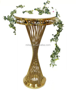 MESA DE BODA DE ACERO INOXIDABLE dorado de lujo, espejo redondo, para cóctel, evento, Bar, decoración de Festival, soporte para <span class=keywords><strong>pasteles</strong></span> y fiestas - Product Image 2