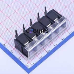 KF48R-9.5-5P Barrier Terminal Block Bent Lead Through Hole,P=9.5mm Connector With Cover Plate 9.5mm 1x5P Right Angle Pin - Product Image 1