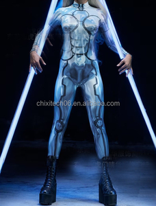 Combinaison de cosplay imprimée numériquement en 3D pour Halloween 2026 - Tenue moulante à manches longues pour <span class=keywords><strong>femme</strong></span> - Product Image 3