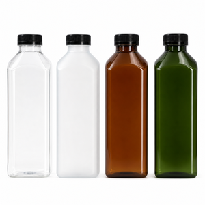 Bottiglia Quadrata Biodegradabile in PLA da 1L per Bevande, Tè, Acqua Minerale, Succhi, Champagne, Caffè con Tappo Nero o Bianco - Product Image 3