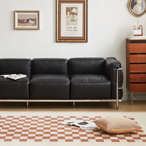 Canapé Lc3 style Bauhaus, cuir entièrement ciré à l'huile, rembourrage en duvet, trois places, canapé rembourré pour salon - Product Image 3