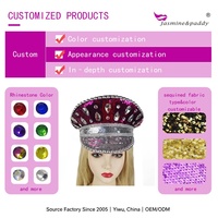 Chapeau de Capitaine à Paillettes Fait Main pour Extérieur, Défilés, Fêtes, Costumes, Festivals de Musique, Burning Man, Accessoire Punk Scintillant pour Coachella et Raves
