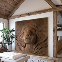 Sculpture murale de sirène en bois de caoutchouc 3D sculpté, design ondulé – Art populaire moderne durable à suspendre pour salon – Personnalisable