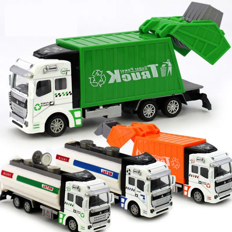 Pull back model rubbish collector diecast models toy garbage trucks HN272229