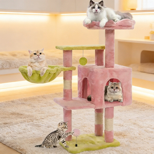 Houten kattenklimtoren, op maat gemaakte luxe moderne hoge kattenklimrekken, groothandel, kattenkrabpaal, kattenhuis voor de deur - Product Image 1