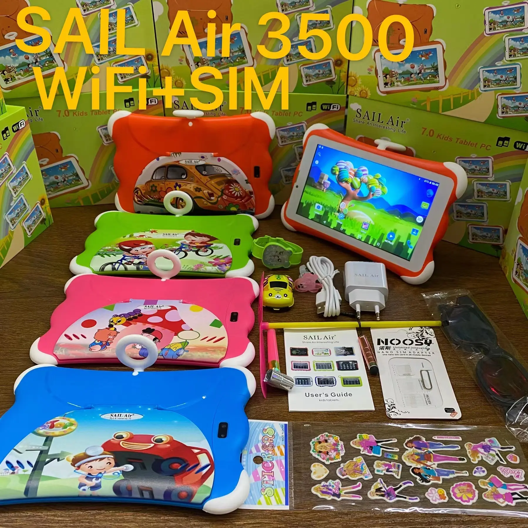 7 inch tablet sail air wifi android tablet pc carton tablet pc for 2-7years old