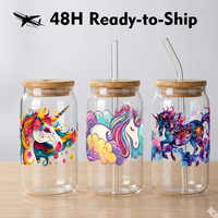 Autocollant de transfert UV DTF motif Crâne de Vache Western Vintage Profit King pour verre Libbey de 16 oz, encre inodore et sûre