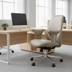 Chaise de bureau ergonomique Sinonis pivotante en cuir confortable et robuste, réglable, pour bureau et atelier - Product Image 6