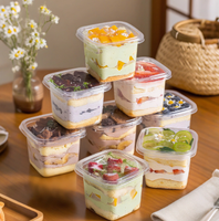 Nouvelle vente en gros directe d'usine 2026 – Gobelets en plastique PS transparents jetables de haute qualité pour desserts, forme carrée/rectangulaire, logo personnalisé