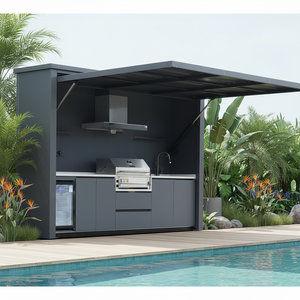 מטבח חשמלי חיצוני קטן ועמיד למים עם מדיח כלים וכיור ומשטח עבודה - Product Image 3