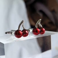 Fruit Red Cherry Franse stijl messing manchetknopen voor unisex formele feestpromotie cadeau