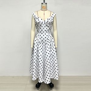 Abiti Estivi da Donna Casual per Feste e Matrimoni, Bianchi e Neri <span class=keywords><strong>a</strong></span> <span class=keywords><strong>Pois</strong></span>, Senza Maniche, Scollo <span class=keywords><strong>a</strong></span> V, Svasati, Lunghi fino al Pavimento, Stile <span class=keywords><strong>A</strong></span>-Line - Product Image 2