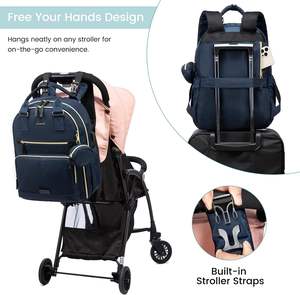 Sac à dos de maternité pour bébé en cuir PU vegan léger, confortable, durable, portable, personnalisé, échantillon gratuit - Product Image 3