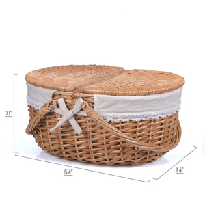 Hot bán cổ điển-phong cách dệt tay liễu Dã Ngoại giỏ thân thiện với môi <span class=keywords><strong>wicker</strong></span> nắp với linh hoạt gấp xử lý lưu trữ giỏ - Product Image 6