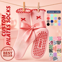 Chaussettes de Pilates en coton de haute qualité avec points antidérapants, respirantes, à séchage rapide, chaussettes de yoga à volants, chaussettes de sport personnalisées pour femmes