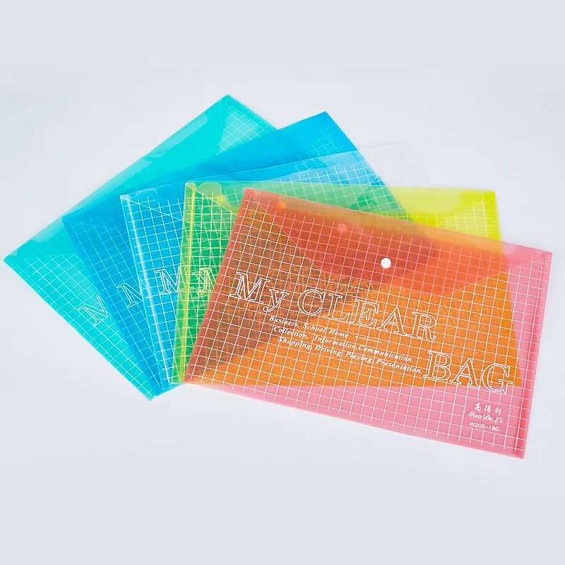 Fournitures de bureau A4 Cartoon Document Bag Clear Lattice Plastic PVC File Folders