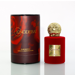 Botella de Perfume Redonda de Lujo Personalizada para Mujer, Botella de Perfume de Terciopelo de 30 ml y 50 ml con Tapa Dorada y Caja - Product Image 2