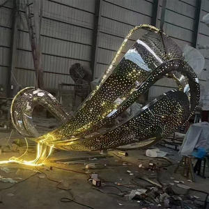 Escultura <span class=keywords><strong>de</strong></span> luz abstracta <span class=keywords><strong>de</strong></span> acero inoxidable personalizable Paisajes urbanos y espacios públicos Obra <span class=keywords><strong>de</strong></span> <span class=keywords><strong>Arte</strong></span> <span class=keywords><strong>de</strong></span> metal con técnica <span class=keywords><strong>de</strong></span> chapado - Product Image 1