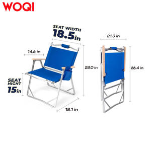 Silla de playa plegable Woqi azul, portátil y ligera, con asa de madera para uso en exteriores. - Product Image 3