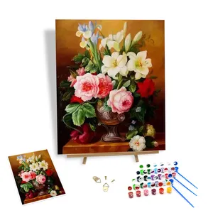 Flowers Paintings by Numbers Wholesale Elegant Vase No Frame Diy Oil Painting by Numbers on Canvas Home Wall Art