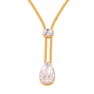 Conjunto de Collar y Pulsera de Acero Inoxidable con Incrustaciones de Circonita, Estilo Europeo Americano, Chapado en Plata/Oro HWASAN, Geométrico - Product Image 6