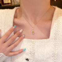 XL300 Mini collier pendentif gourde en or, collier en acier inoxydable chaîne amulette réglable pour femmes bijoux porte-bonheur