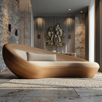 Ensemble de canapés de bureau modernes de luxe, grande chaise longue en bois avec tissu en velours convertible pour hôtels appartements villas