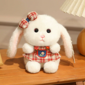 ของเล่นตุ๊กตากระต่ายหูยาวน่ารักตุ๊กตากระต่ายนุ่มฟูพร้อมชุดเดรสลายสก็อตตุ๊กตาสัตว์คาวาอิสำหรับเป็นของขวัญเด็ก - Product Image 6