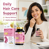 Capsules de biotine pour la santé des cheveux, de la peau et des ongles, favorisant une croissance capillaire plus forte, des ongles plus épais et une peau éclatante, complément alimentaire pour femmes