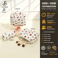 Ensemble de trousses de maquillage JOYSUN en coton matelassé à grands motifs floraux pour femmes, fermeture éclair, pour voyage, trousse de toilette élégante à motifs floraux