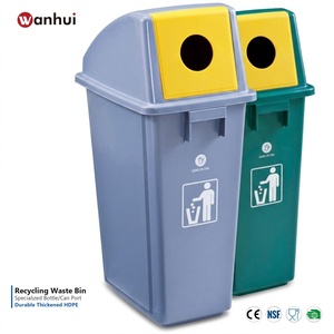 58L Outdoor Classified <b>Plastic</b> Waste <b>Bin</b> With <b>Lid</b> Sanitary Covered Garbage Sorting Trash Can - Product Image 1