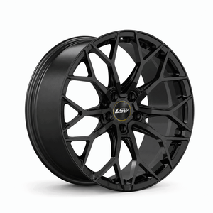 LS8073 18‑24 ล้อฟอร์จแบบกำหนดเอง 5x112 5x120 ET CB สีดำเงา ล้ออัลลอยด์โมโนบล็อก LS8073 สำหรับ BMW Benz Audi EV - Product Image 1