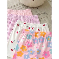Ensemble 4 pièces style doux rose pâle, motifs macarons et fleurs cerises, basiques unis en tissu doux, leggings courts d'été pour enfants