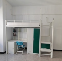 Lit superposé multifonctionnel moderne en acier robuste pour étudiants avec bureau intégré et armoire, couleur personnalisable