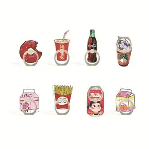 Acryl Ring Schnalle Handy halter Cartoon niedlichen Soda Cola Flasche Pommes Frites Burger Halter Geschenk Großhandel