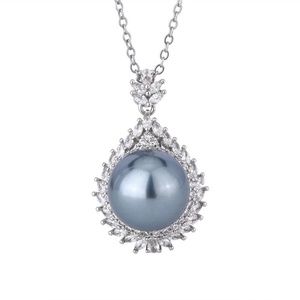 Bulk Supply Trendy Eco-friendly Copper Silver Plated Jewelry Elegant 14mm Shell Pearl Pendant Necklace for Female Daily Wear - Product Image 1