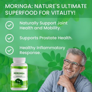 100% Pure Moringa Organic Moringa Leaf Extract <b>Capsules</b> Teenager Appropriate Joint Support Supplement - Product Image 4
