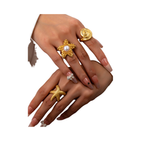 Vintage été bord de mer plage Style anneaux empilés ensemble femmes alliage mer escargot conque coquille bijoux pour Vocation inspiré étoile de mer