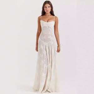 Vestido sin mangas sexy con tirantes y espalda descubierta Vestido de noche de graduación con cuello cuadrado bordado de gasa para mujer-Comprar - Product Image 5