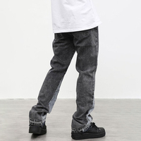 DiZNEW Nouveau design d'été personnalisé pour hommes, jeans évasés, patchwork, coupe ample, style hip-hop, denim délavé