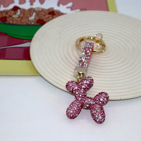 Porte-clés vintage en métal étanche avec strass, motif chiot de dessin animé, pour voiture, sac à main, ou comme breloque, idéal comme cadeau d'anniversaire