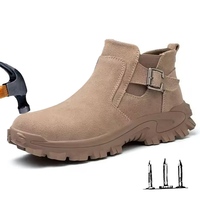 Sepatu Kerja Konstruksi Kulit Suede Anti Tusuk Baja, Low Cut, Nyaman untuk Pria