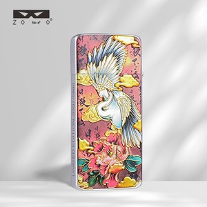 ZORRO/Zorro Deuxième Génération ZC5-F027 Briquet à Kérène Ultra-fin Style Chinois Classique Garçon Grue Blanche 3D - Product Image 2