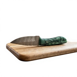 Couteau de survie et de chasse à lame fixe en acier Damas, pointe tombante, manche en bois, 23 cm - Product Image 1