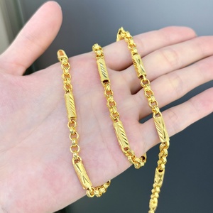 JXX Cadena de Eslabones Cubanos Geométricos Chapada en Oro de 24K, Joyería de Latón de Moda Hip Hop para Hombre con Incrustaciones de Garras - Product Image 1