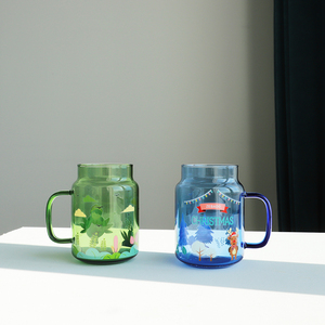 Xmas Borosilicate Glass Drink Bottle Drinking Glass Coffee Cup Water <strong>Mason</strong> <strong>Jars</strong> with Christmas Stickers - Product Image 2