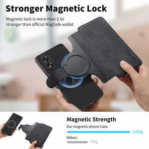 Funda de teléfono con billetera de carga inalámbrica magnética para OPPO A54 A57 A77S A78 A93 A96 Realme C21Y C15 C33 C35, Funda de cuero desmontable - Product Image 5