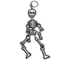 Porte-clés squelette Pixel pour couple de joueurs, amis, breloque de sac assortie, cadeau de fête d'Halloween, porte-clés à articulations mobiles